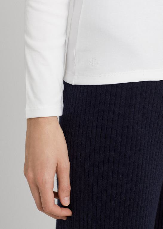 hvid Kvinder Ralph Lauren langærmet top i bomuldsblanding Z426B4241