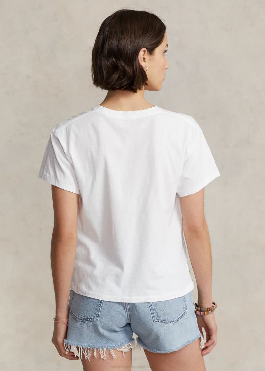 hvid Kvinder Ralph Lauren logo grafisk bomuldsjersey t-shirt Z426B2982