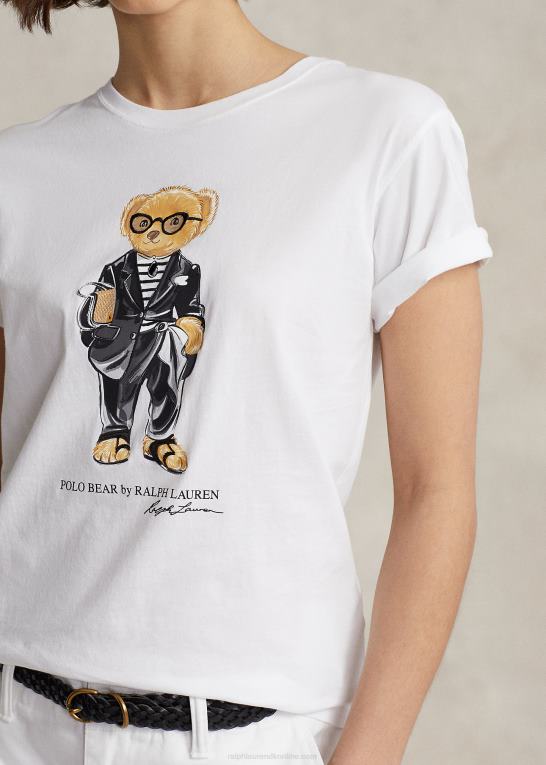 hvid Kvinder Ralph Lauren polo bear jersey t-shirt Z426B2939