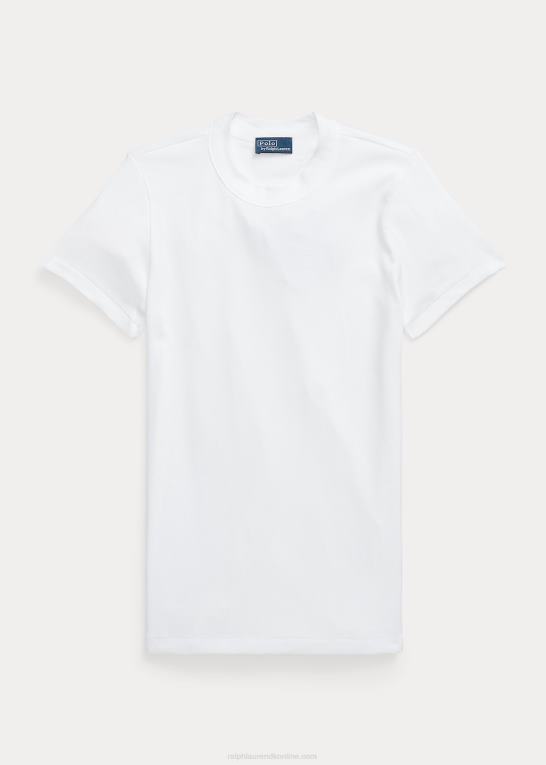 hvid Kvinder Ralph Lauren ribstrikket bomuldst-shirt Z426B2873