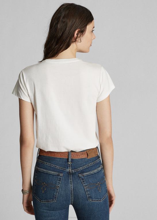 hvid Kvinder Ralph Lauren t-shirt i bomuldsjersey med rund hals Z426B9381