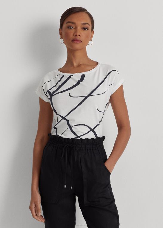 hvid Kvinder Ralph Lauren top i bomuldsblanding med logotryk Z426B4246
