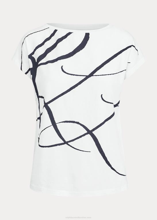 hvid Kvinder Ralph Lauren top i bomuldsblanding med logotryk Z426B4246