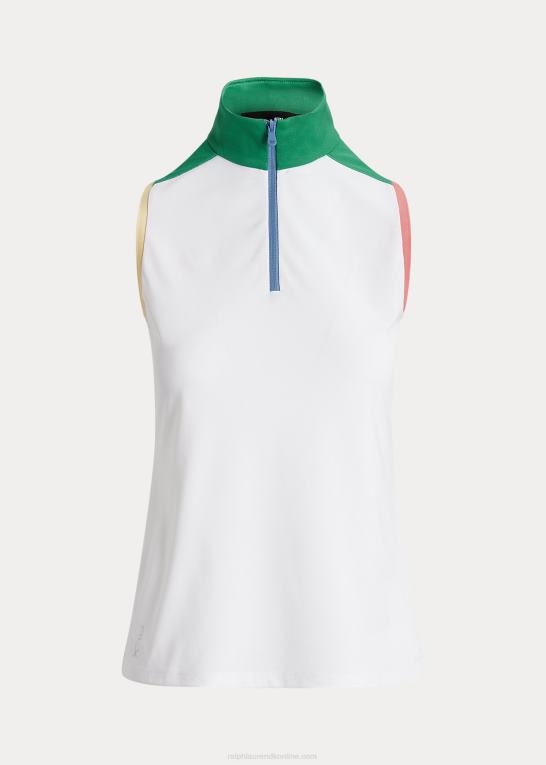 keramik hvid/flådegrøn Kvinder Ralph Lauren ærmeløs mesh pullover med kvart lynlås Z426B3732
