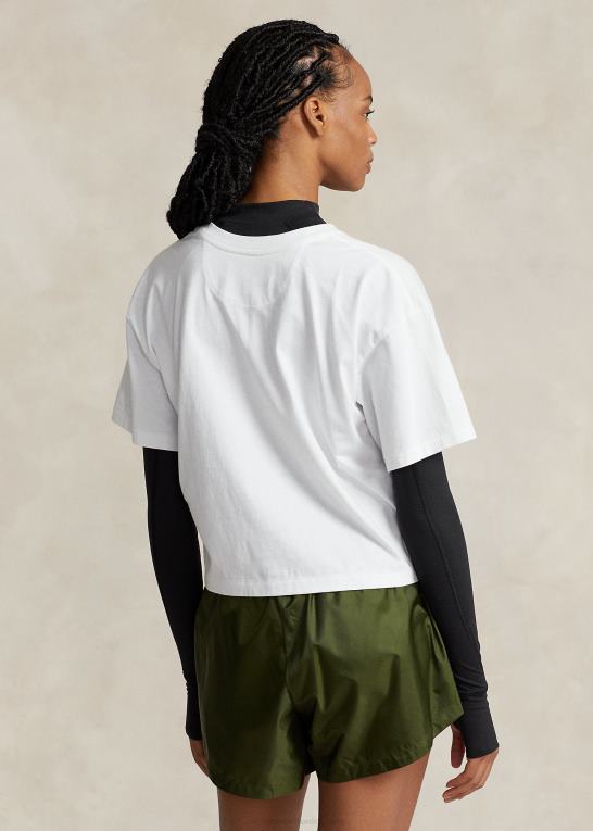 keramisk hvid Kvinder Ralph Lauren beskåret jersey-t-shirt i bomuld Z426B9172