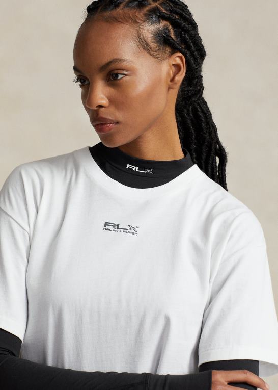 keramisk hvid Kvinder Ralph Lauren beskåret jersey-t-shirt i bomuld Z426B9172