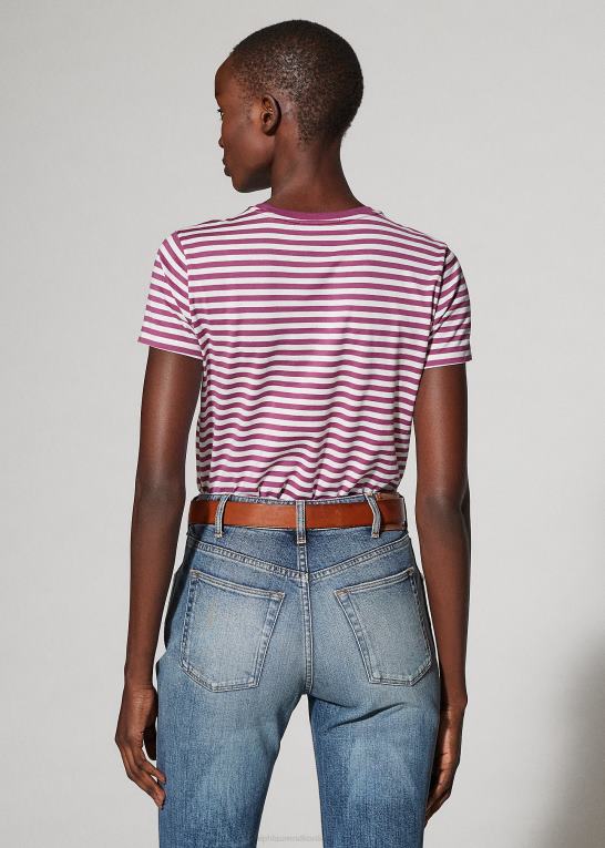 lyse bær/off white Kvinder Ralph Lauren stribet T-shirt med rund hals Z426B9130