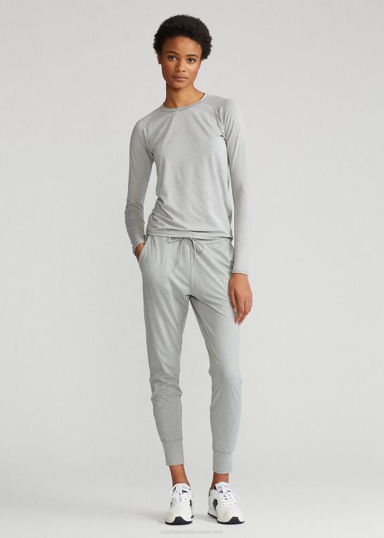 lysegrå lyng Kvinder Ralph Lauren performance jersey langærmet t-shirt Z426B3763