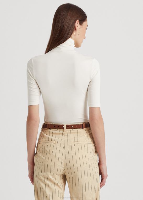 mascarpone creme Kvinder Ralph Lauren jersey top med rullekrave Z426B4245