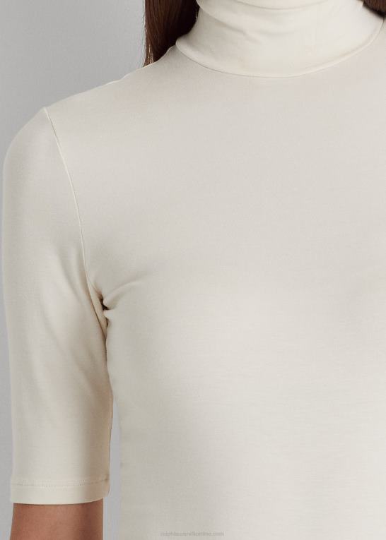 mascarpone creme Kvinder Ralph Lauren jersey top med rullekrave Z426B4245