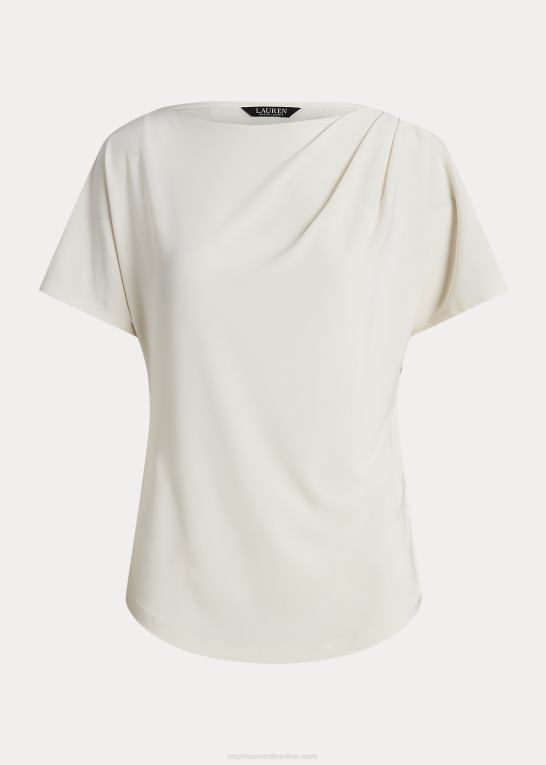 mascarpone creme Kvinder Ralph Lauren plisseret stretch jersey t-shirt Z426B4843