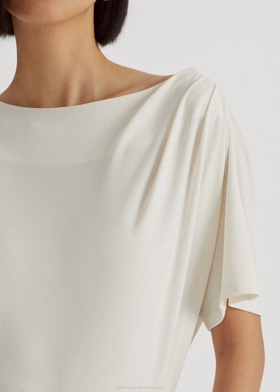 mascarpone creme Kvinder Ralph Lauren plisseret stretch jersey t-shirt Z426B4843