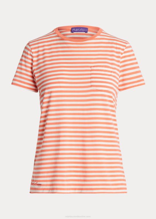 melon/off white Kvinder Ralph Lauren stribet T-shirt med rund hals Z426B9128