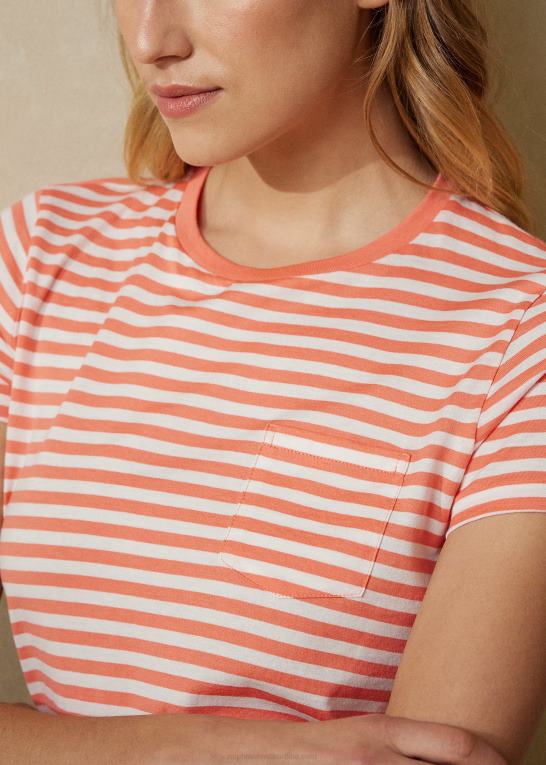 melon/off white Kvinder Ralph Lauren stribet T-shirt med rund hals Z426B9128