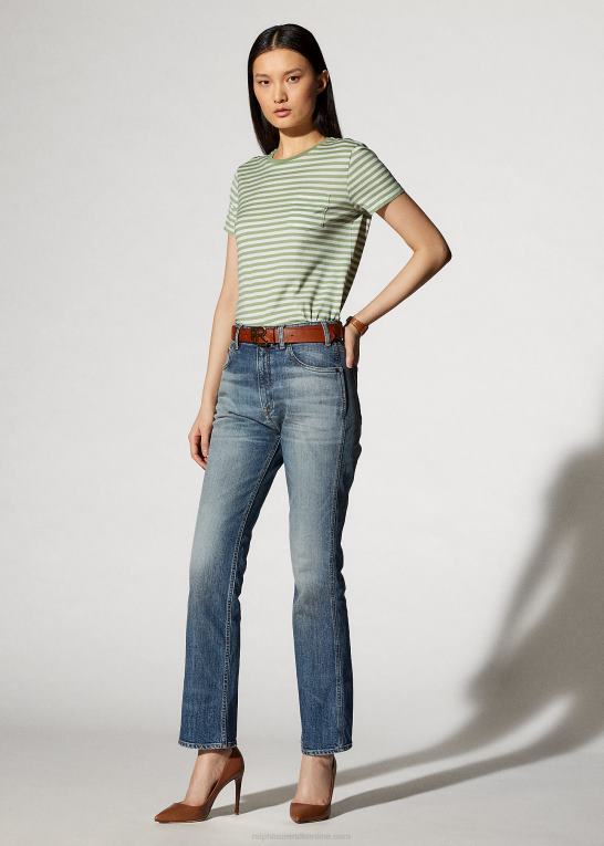 mint/råhvid Kvinder Ralph Lauren stribet T-shirt med rund hals Z426B9126