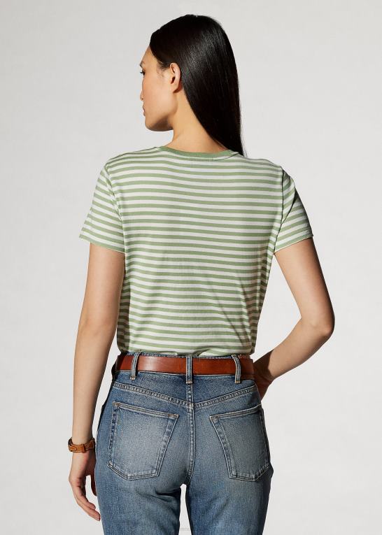 mint/råhvid Kvinder Ralph Lauren stribet T-shirt med rund hals Z426B9126