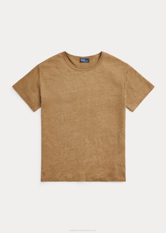 montana kaki Kvinder Ralph Lauren T-shirt med rund hals i linned jersey Z426B2915