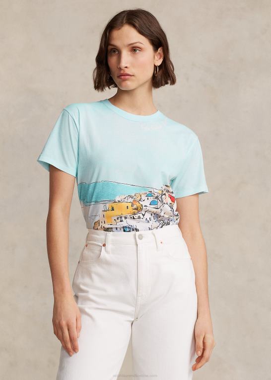 multi naturskønt Kvinder Ralph Lauren T-shirt i bomuldsjersey med havmotiv Z426B3035