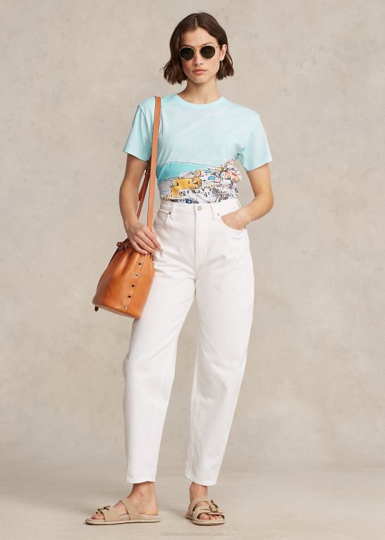 multi naturskønt Kvinder Ralph Lauren T-shirt i bomuldsjersey med havmotiv Z426B3035