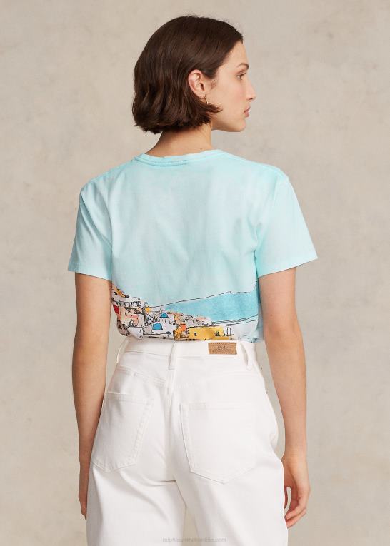 multi naturskønt Kvinder Ralph Lauren T-shirt i bomuldsjersey med havmotiv Z426B3035