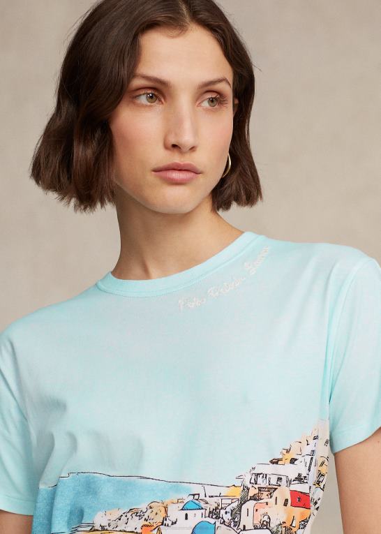 multi naturskønt Kvinder Ralph Lauren T-shirt i bomuldsjersey med havmotiv Z426B3035