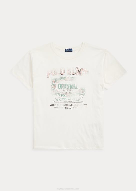 nevis Kvinder Ralph Lauren logo grafisk bomuldsjersey t-shirt Z426B3153