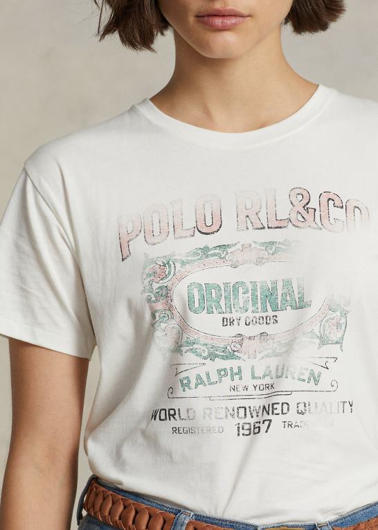 nevis Kvinder Ralph Lauren logo grafisk bomuldsjersey t-shirt Z426B3153