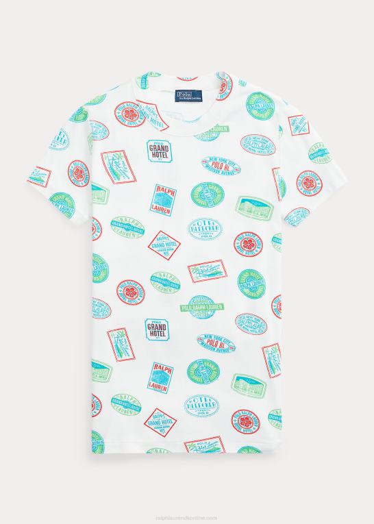 nevis Kvinder Ralph Lauren rejsemotiv ribbet bomuldst-shirt Z426B3104