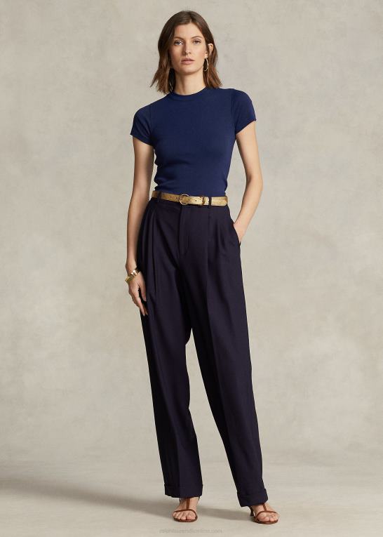 newport flåde Kvinder Ralph Lauren ribstrikket bomuldst-shirt Z426B2878