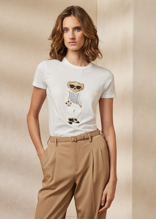 off white Kvinder Ralph Lauren kabel polo bear bomuld t-shirt Z426B9275