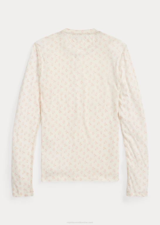 off white/rød Kvinder Ralph Lauren blomstret hør-bomuldsjersey henley Z426B3646
