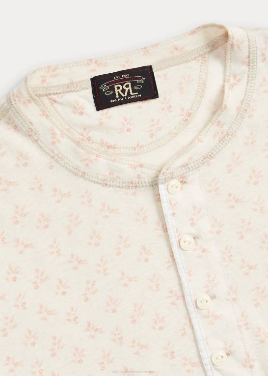 off white/rød Kvinder Ralph Lauren blomstret hør-bomuldsjersey henley Z426B3646