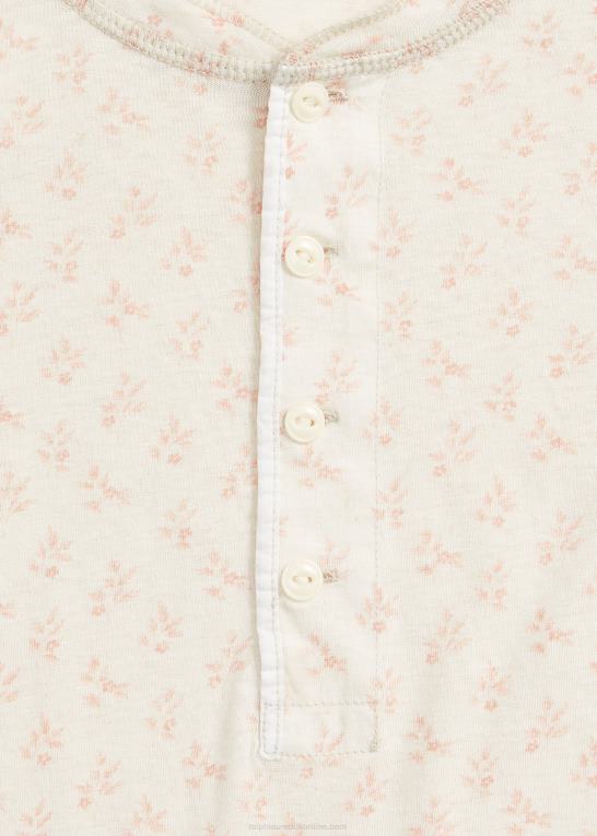 off white/rød Kvinder Ralph Lauren blomstret hør-bomuldsjersey henley Z426B3646