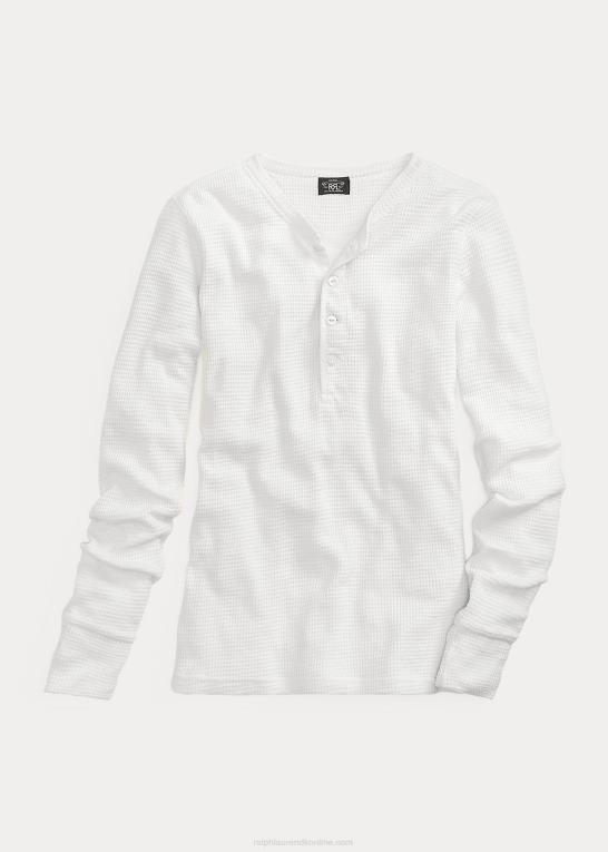 papir hvidt Kvinder Ralph Lauren slank vaffelstrikket henley i bomuld Z426B9380