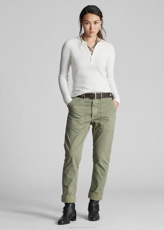papir hvidt Kvinder Ralph Lauren slank vaffelstrikket henley i bomuld Z426B9380