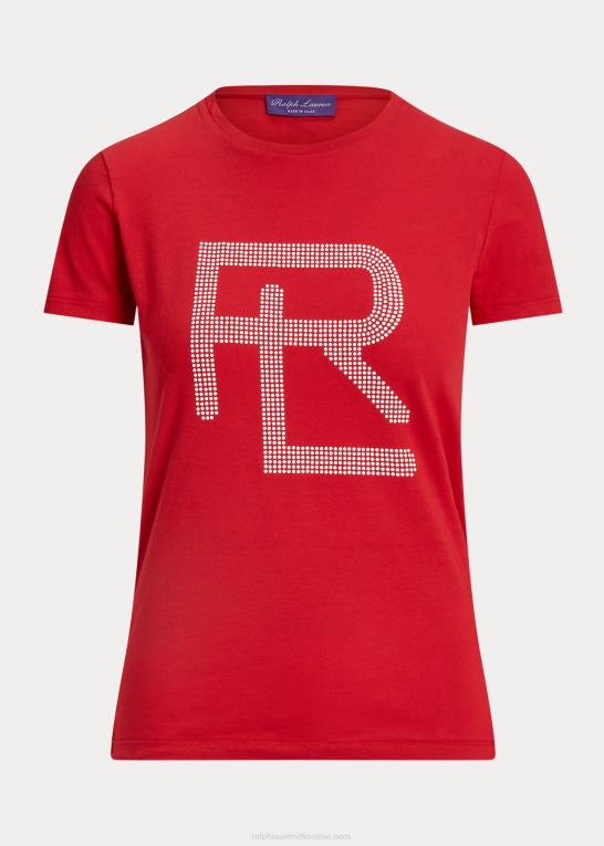 rød/hvid Kvinder Ralph Lauren udsmykket rl bomuldst-shirt Z426B9375