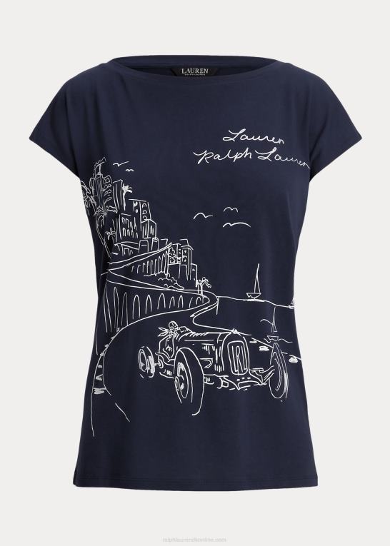 raffineret flåde Kvinder Ralph Lauren grafisk jersey t-shirt Z426B3972