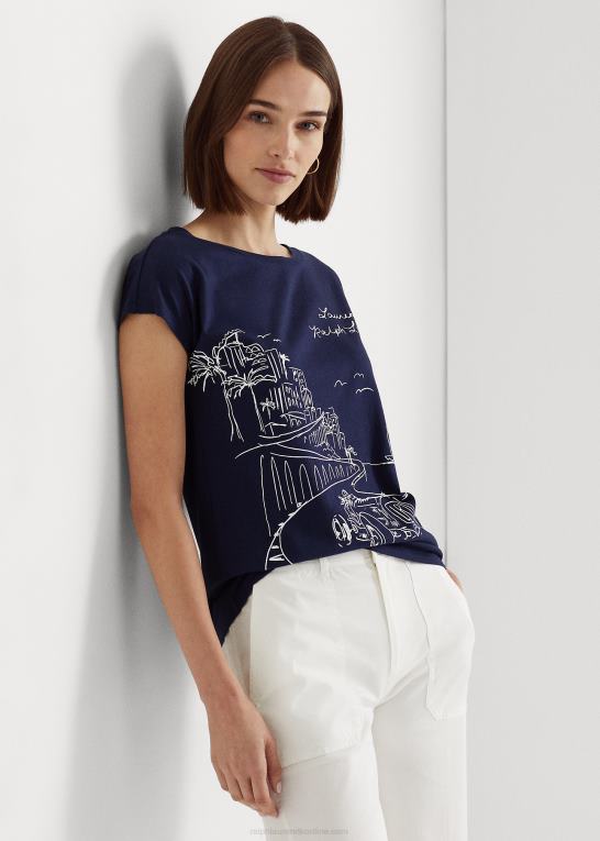 raffineret flåde Kvinder Ralph Lauren grafisk jersey t-shirt Z426B9475