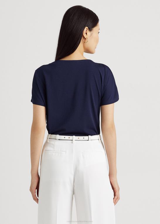 raffineret flåde Kvinder Ralph Lauren plisseret stretch jersey t-shirt Z426B3946