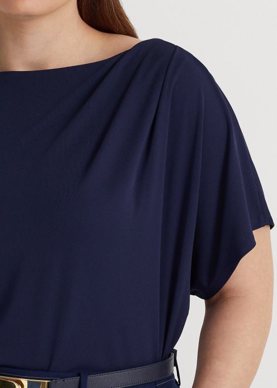 raffineret flåde Kvinder Ralph Lauren plisseret stretch jersey t-shirt Z426B4613