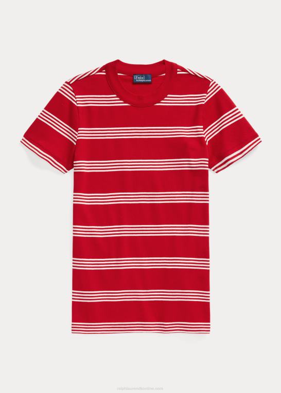 rl2000 rød/hvid Kvinder Ralph Lauren stribet t-shirt med rund hals i bomuld Z426B2920