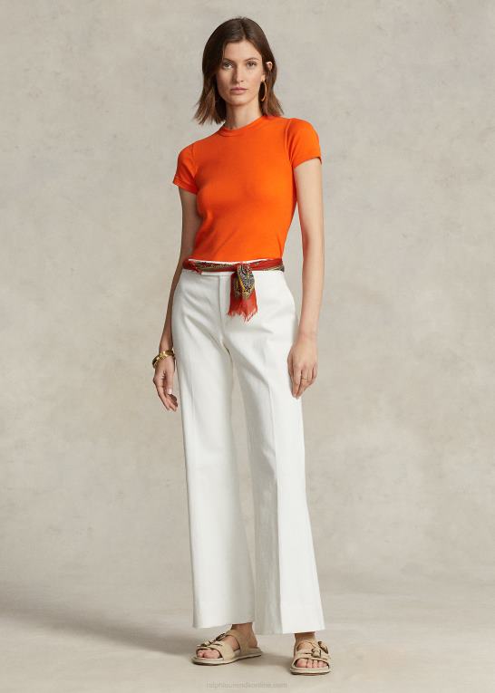 sejler orange Kvinder Ralph Lauren ribstrikket bomuldst-shirt Z426B2875