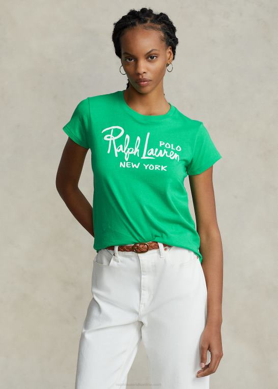 sommer smaragd Kvinder Ralph Lauren t-shirt i bomuldsjersey med logo Z426B2937