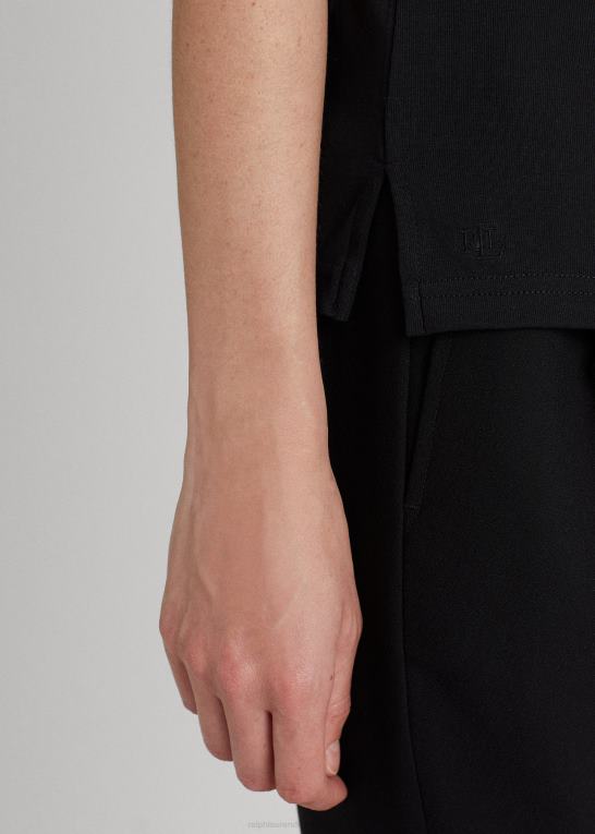 sort Kvinder Ralph Lauren T-shirt med bådhals i stretch i bomuld Z426B3940