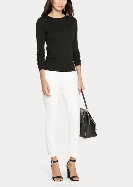 sort Kvinder Ralph Lauren knap-skulder top med rund hals Z426B4267