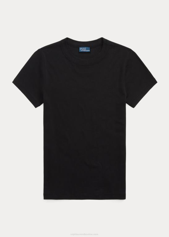 sort Kvinder Ralph Lauren ribstrikket bomuldst-shirt Z426B2879