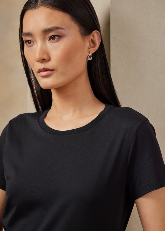 sort Kvinder Ralph Lauren t-shirt med rund hals i bomuld Z426B3438