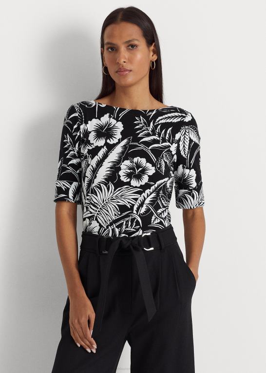 sort hvid Kvinder Ralph Lauren blomstret t-shirt i bomuld Z426B3859