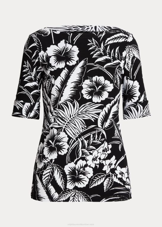 sort hvid Kvinder Ralph Lauren blomstret t-shirt i bomuld Z426B3859