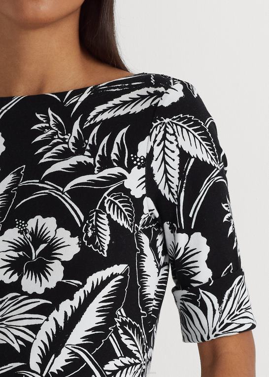 sort hvid Kvinder Ralph Lauren blomstret t-shirt i bomuld Z426B4346
